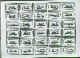 GB 1986 BANNOCKBURN SCHOOL XMAS MAIL IMPERF SHEET 25 PROOFS BLACK ON WHITE CINDERELLA TRAINS RAILWAY TRAIN LOCOMOTIVE - Werbemarken, Vignetten