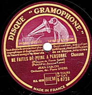 78 Trs - DISQUE "GRAMOPHONE" K- 8728  état EX - Jean SABLON - PENDANT QUE L'AMOUR EST LA - NE FAITES DE PEINE A PERSONNE - 78 T - Disques Pour Gramophone