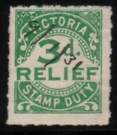 AUSTRALIA VICTORIA STAMP DUTY RELIEF REVENUE1930  3D GREEN BF#3 - Revenue Stamps
