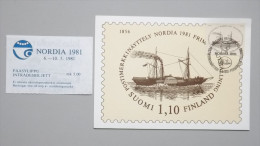 Finnland 880 Yt 844 Sc 654 Fa 882, Maximumkarte MK/CM, SST NORDIA ´81, 6.5.81 M. Eintrittsk., Schiff „Fürst Menschikow“ - Cartoline Maximum