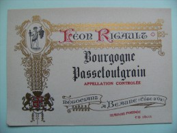 Etiquette Bourgogne Passetoutgrain - Léon Rigault à Beaune - Côte-d'Or   à Voir ! - Bourgogne