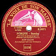 78 Trs - LA VOIX DE SON MAITRE K-8771 - état EX - Jean SABLON - PORQUE - J'AI PEUR DE L'AUTOMNE - 78 T - Disques Pour Gramophone