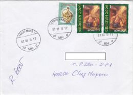 STAMPS ON REGISTERED COVER, NICE FRANKING, 2010, ROMANIA - Cartas & Documentos