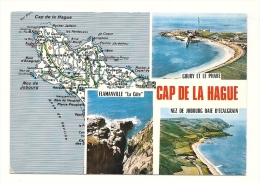 Cp, Carte Géographique, Cap De La Hague, Voyagée 1974 - Carte Geografiche