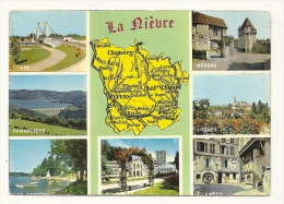 Cp, Carte Géographique, La Nièvre, Voyagée 1971 - Maps