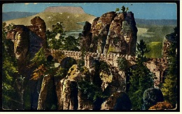 Bastei  -  Sächs. Schweiz  -  Basteibrücke Mit Lilienstein  -  Ansichtskarte Ca.1925    (3401) - Bastei (sächs. Schweiz)