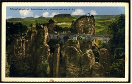 Bastei  -  Sächs. Schweiz  -  Basteibrücke Mit Lilienstein  -  Ansichtskarte Ca.1930    (3404) - Bastei (sächs. Schweiz)