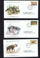 1977 Nature Protection; Otter, Fox, Hyena   WWF FDCs With Inserts - Bofutatsuana