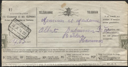 Télégramme Déposé à Antoing Obl. Ch De Fer Spoorweg HAVINNES 1922 (632) - Telegrammen