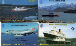 TELECARTES  FALKLAND   Bateaux/Avion  Boats/Plane £5/£7,50/£10/£10  (lot De 4)  *****5 - Falkland Islands