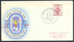 Australia Olympic Games 1956 Melbourne FDC Cover - Coat Of Arms Stamp - Gymnastics Paralel Bar Handstamp - Estate 1956: Melbourne