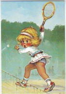 FANTAISIES. ILLUSTRATEURS . GAMINS Par MICHEL THOMAS. LA MONTEE AU FILET. C/ 100 N: 63.  LE TENNIS - Thomas