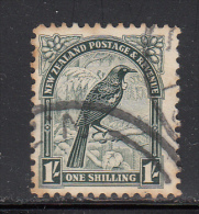 New Zealand Used Scott #214a 1sh Tui (Parson Bird) Perf 12.5 - Toned Perfs - Oblitérés