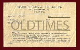 PORTUGAL - PORTO - BANCO ECONOMIA PORTUGUESA - 1920 OLD INVOICE - Portugal