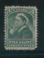 CANADA 1868 BILL REVENUE 3C GREEN VICTORIA BF#40 - Revenues