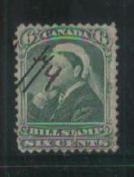 CANADA 1868 BILL REVENUE 6C GREEN VICTORIA BF#43 - Fiscali