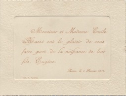 63  -  RIOM  -    Faire Part Naissance    -    1911  -     Famille MASSE - Nascita & Battesimo