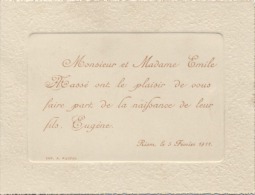 63  -  RIOM  -    Faire Part Naissance    -    1911  -     Famille MASSE - Birth & Baptism