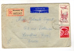 Lettre , POLOGNE , 1961 , R , Recommandé WARSZAWA 10 , LOTNICZA , PAR AVION - Machines à Affranchir (EMA)