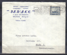 Belgia  Cover Posted Bruxelles 1947 To Czechoslovakia Stamp Exhibition  Advertisement - Cartas & Documentos