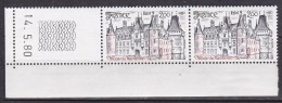 N° 2082 Série Touristique: Le Château De Maintenon: 1 Paire De 2 Timbres Coins Datés 14.5.80 - 1980-1989