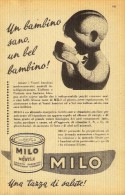 # MILO NESTLE ENERGY DRINK 1950s Italy Advert Pubblicità Publicitè Reklame Food Malt Milk Bevanda Energetica - Afiches