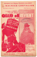 Quand On Revient, Albert Willmetz, Saint-Garnier, Le Seyeux, Walter Kollo, Maurice Chevalier, Revue Les Ailes De Paris - Zang (solo)