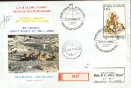 Romania- Occasionally Special Cover 1995- Th Negoita,first Romanian At The North Pole,sled Dogs - Arctic Expeditions