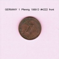 GERMANY   1  PFENNIG  1989 D (KM # 105) - 1 Pfennig