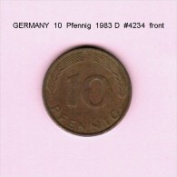 GERMANY   10  PFENNIG  1983 D  (KM # 108) - 10 Pfennig