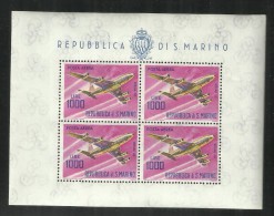 REPUBBLICA DI SAN MARINO 1964 AEREO MODERNO FOGLIETTO MODERN AIR PLANE SOUVENIR SHEET LIRE 1000 MNH - Airmail