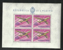 REPUBBLICA DI SAN MARINO 1964 AEREO MODERNO FOGLIETTO MODERN AIR PLANE SOUVENIR SHEET LIRE 1000 MNH - Corréo Aéreo