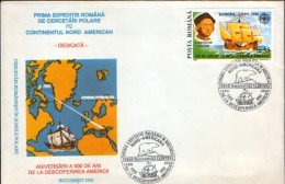 Romania- Oc.cover - The First Expedition Romanian Polar Research In North America ,500 Years Of The Discovery Of America - Expéditions Arctiques