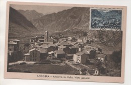 ANDORRE ANDORRA LA VELLA VISTA GENERAL , CARTE MAXIMUM 20 4 1949 - EDITION  D ARENY - VOIR LES SCANNERS - Lettres & Documents