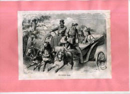 - UNE VOITURE RUSSE . GRAVURE SUR BOIS DU XIXe S . DECOUPEE ET COLLEE SUR PAPIER . - Autres & Non Classés