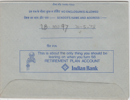 India 1970´s  Indian Bank Inland Letter Card  # # # 83131  Inde Indien - Inland Letter Cards