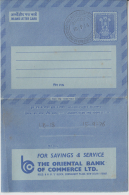 India 1970´s  The Oriental Bank Of Commerce Ltd Inland Letter Card  # # # 83121  Inde Indien - Inland Letter Cards