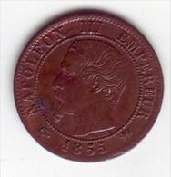 Napoléon III Tête Nue . 1 Centime 1855 D . - 1 Centime