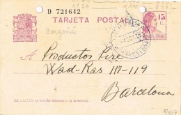 9377. Entero Postal BORGOÑÁ (barcelona) 1935. Fechador AZUL. Republica - 1850-1931