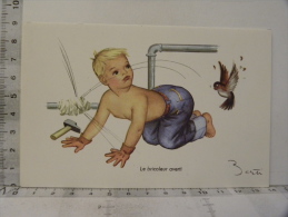 CP Illustrateur BERTI - Humour Enfant Oiseau - Le Bricoleur Averti - Métier Du Bâtiment, Plombier - Tarjetas Humorísticas