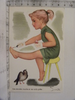 CP Illustrateur BERTI - Humour Enfant Oiseau - Une Dernière Touche Et Me Voilà Prête - Maquillage Vernis Aux Ongles - Humorous Cards