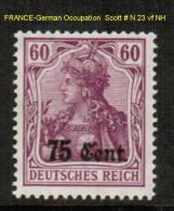 FRANCE---GERMAN OCCUPATION     Scott  # N 23**  VF MINT NH - Neufs