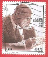 ITALIA REPUBBLICA USATO - 2013 - 150° Anniversario Nascita Gabriele D´Annunzio - € 0,70 - S. 3381 - 2011-20: Gebraucht