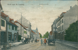 68 SAINT LOUIS / Bahnhofstrasse, Gruss Aus Saint-Ludwig / CARTE COULEUR - Saint Louis