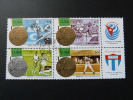 Feuillet "CUBA " J.O. ATLANTA 1996 - 4 Timbres Volley + Boxe + Athlétisme + Base Ball + 2 Vignettes Armoiries - Ete 1996: Atlanta