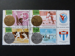 Feuillet "CUBA " J.O. ATLANTA 1996 - 4 Timbres Escrime + Lutte + Haltérophilie + Natation + 2 Vignettes Armoiries - Ete 1996: Atlanta