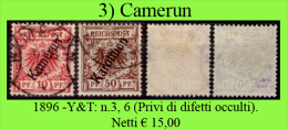 Camerun-0003 - 1896 - Y&T: N.3,6 (Privi Di Difetti Occulti). - Camerun