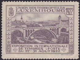 12016# RARE UNION DES TIMBROPHILES LUXEMBOURG EXPOSITION INTERNATIONALE TIMBRES POSTES 1922 VIGNETTE LUXEMBURG - Otros & Sin Clasificación