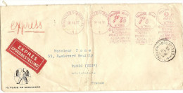 Lettre Expres Avec Cahet Mécaniques Pour La France Du 28 11 1935 A Voir - Autres & Non Classés
