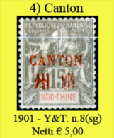 Canton-004 - 1901 - Y&T: N.8 (sg) NG -. - Nuovi